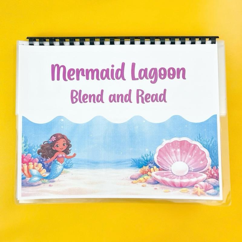 Mermaid Lagoon Blend & Read Interactive Laminated CVC Word Blending Book
