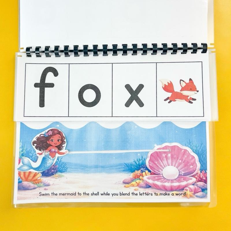 Mermaid Lagoon Blend & Read Interactive Laminated CVC Word Blending Book