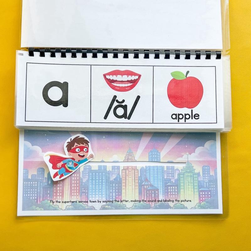 Slide & Say Superheroes: Alphabet Letter Sound & Beginning Phonics Book 