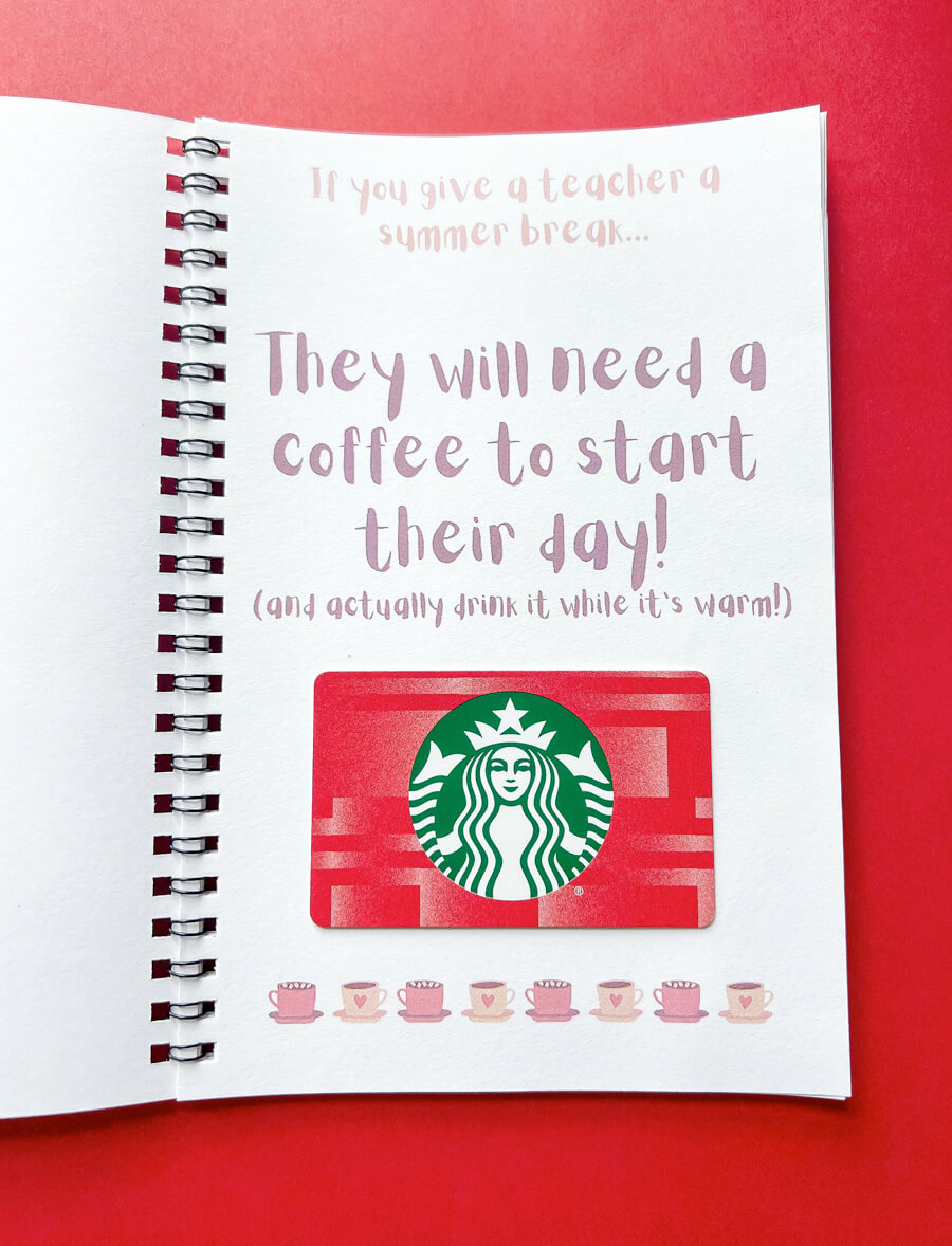 End of the Year Teacher Gift Card Book